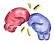 pink and blue boxing gloves