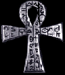 silver ankh with heiroglyphs
