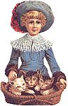 victorian child with kittens