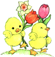 Baby chicks with flowers
