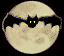 Animated bat in front of a full moon