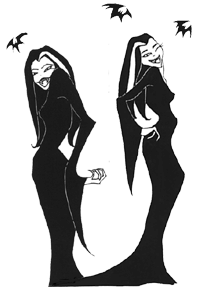 Witch - Black and white clipart