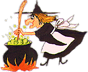Witch with boiling cauldren