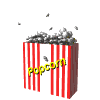 Animated popcorn popping out of the bag.