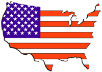 America map with flag