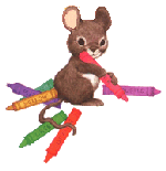 mouse with crayons