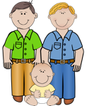 Cartoon of a Happy Family with Two Gay Dads