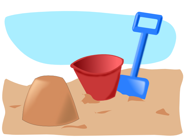  of a sand castle on the beach Sand Pail Shovel Summer Beach Clipart