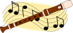 recorder instrument and musical staff