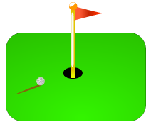 golf ball, flag and cup