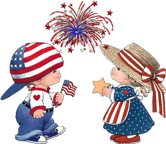 two american children celebrating independence day