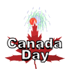 animation of fireworks and the maple leaf