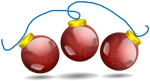 3 shiny Red Ornaments