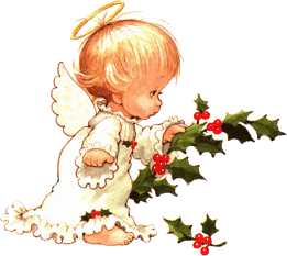 Christmas angel with holly