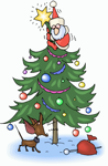 Santa Scared In Tree