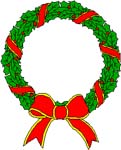 wreaths, red bow