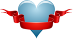 Blue Heart with Ribbon