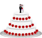 animation white wedding cake with roses