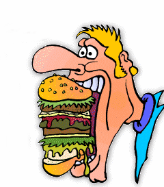 Animated Man Eating Huge Burger