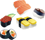 Variety of Japanese Sushi
