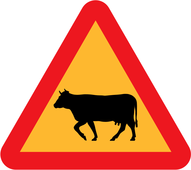 Road Sign Warning Cows Ahead