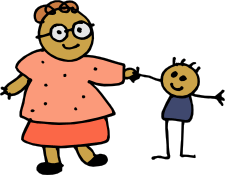 Mother holding hands with child